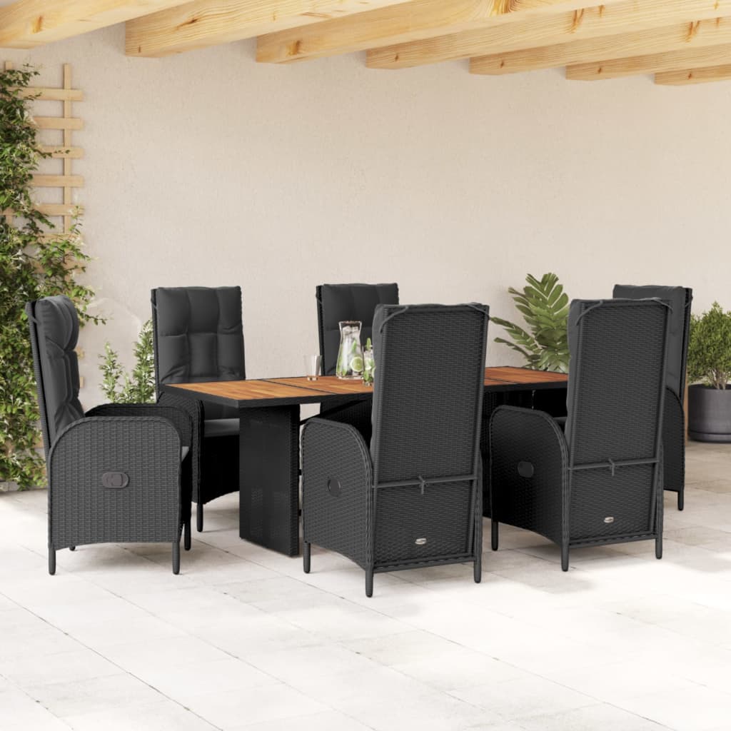 9-delige Tuinset poly rattan zwart