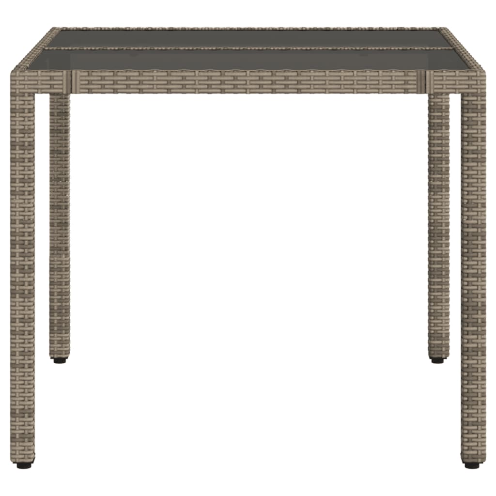 Tuintafel met glazen blad 190x90x75 cm poly rattan