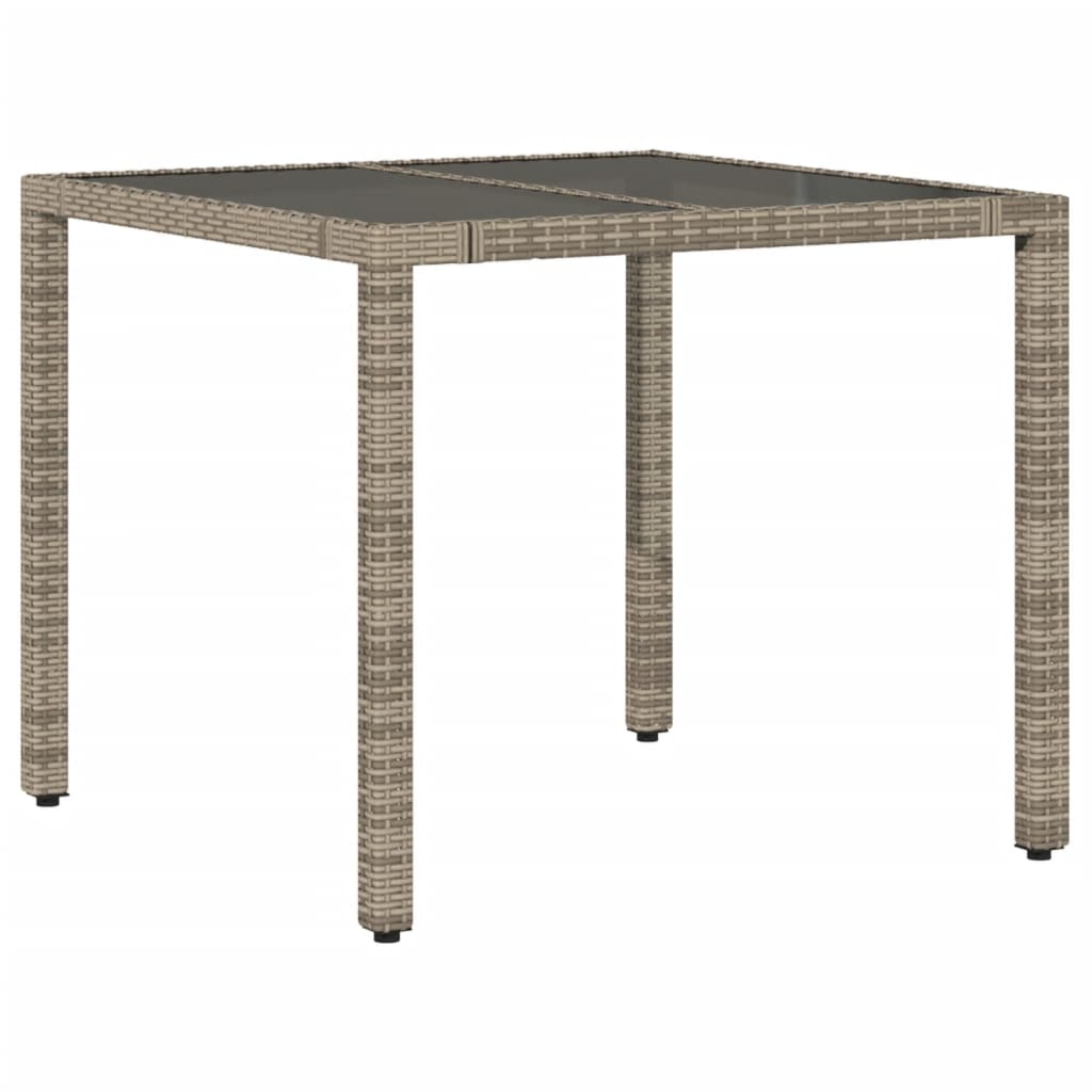 Tuintafel met glazen blad 190x90x75 cm poly rattan