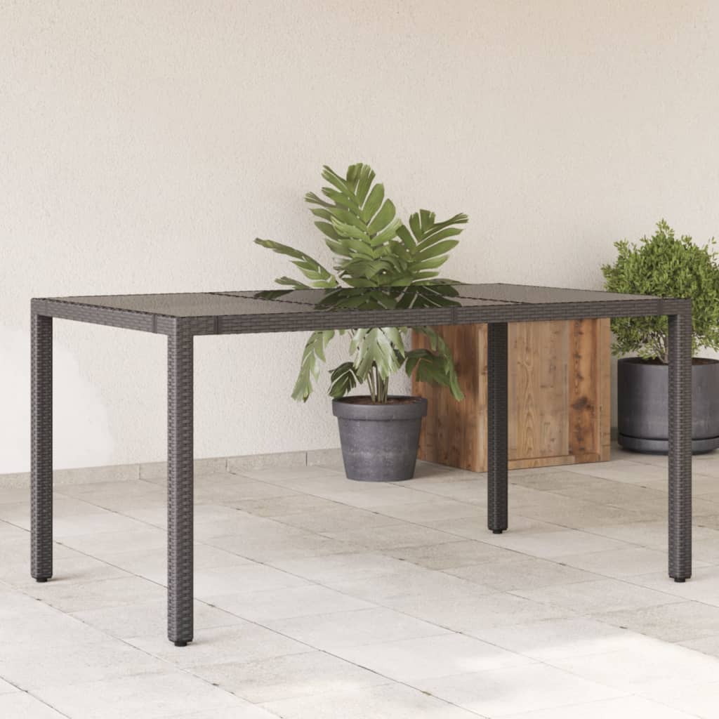 Tuintafel met glazen blad 190x90x75 cm poly rattan