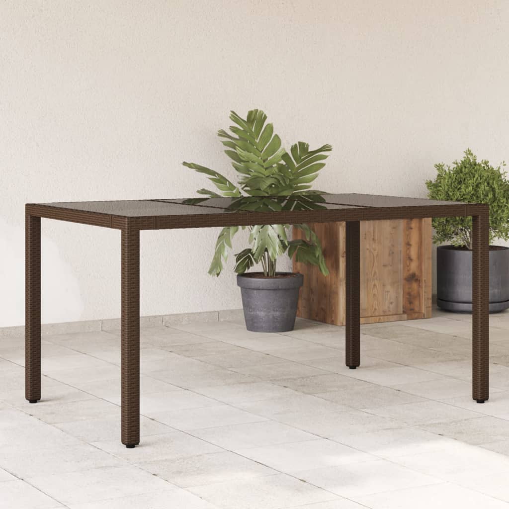 Tuintafel met glazen blad 190x90x75 cm poly rattan