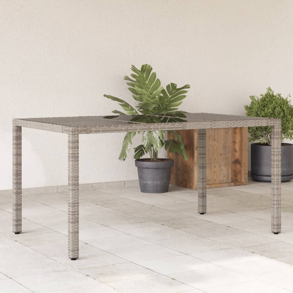 Tuintafel met glazen blad 190x90x75 cm poly rattan