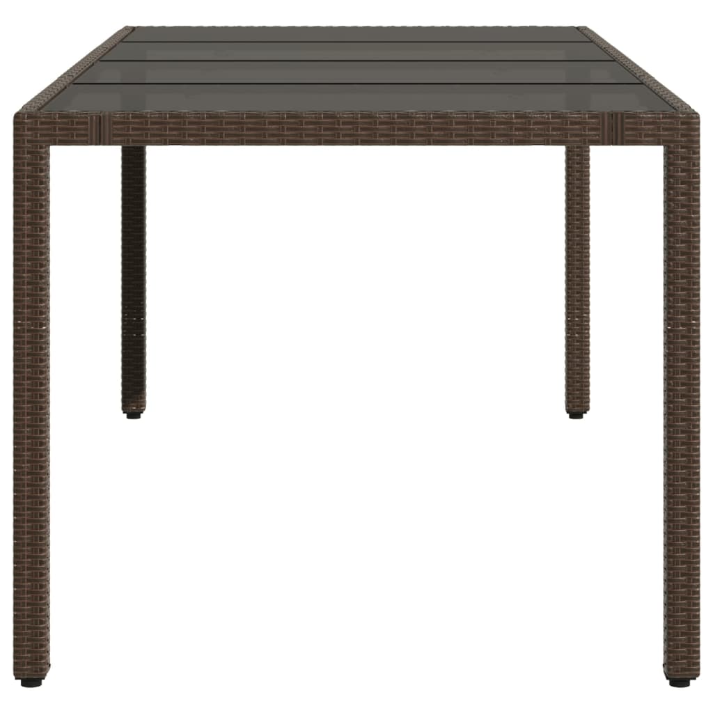 Tuintafel met glazen blad 190x90x75 cm poly rattan