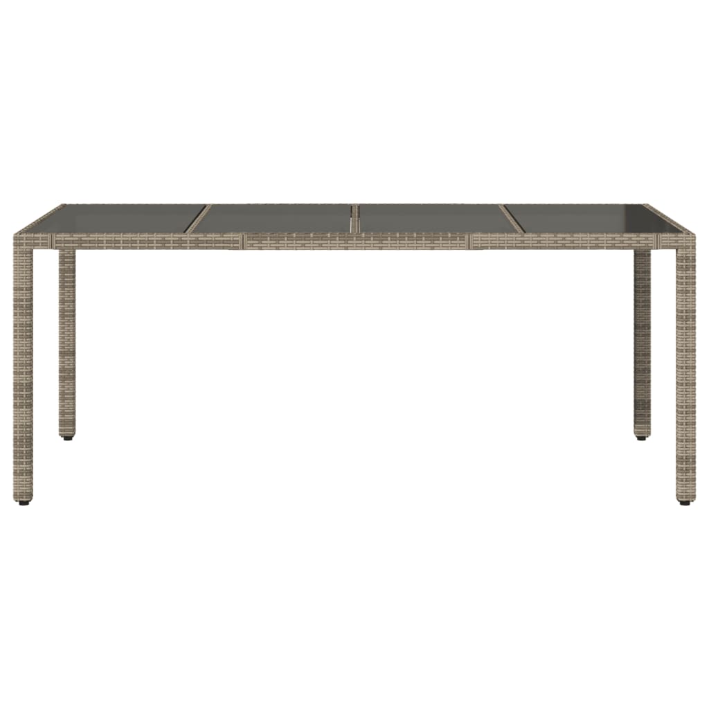 Tuintafel met glazen blad 190x90x75 cm poly rattan