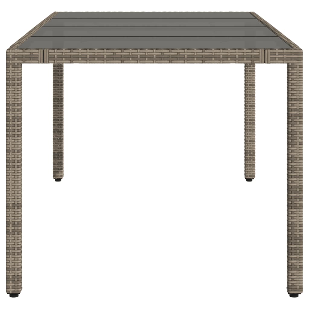 Tuintafel met glazen blad 190x90x75 cm poly rattan