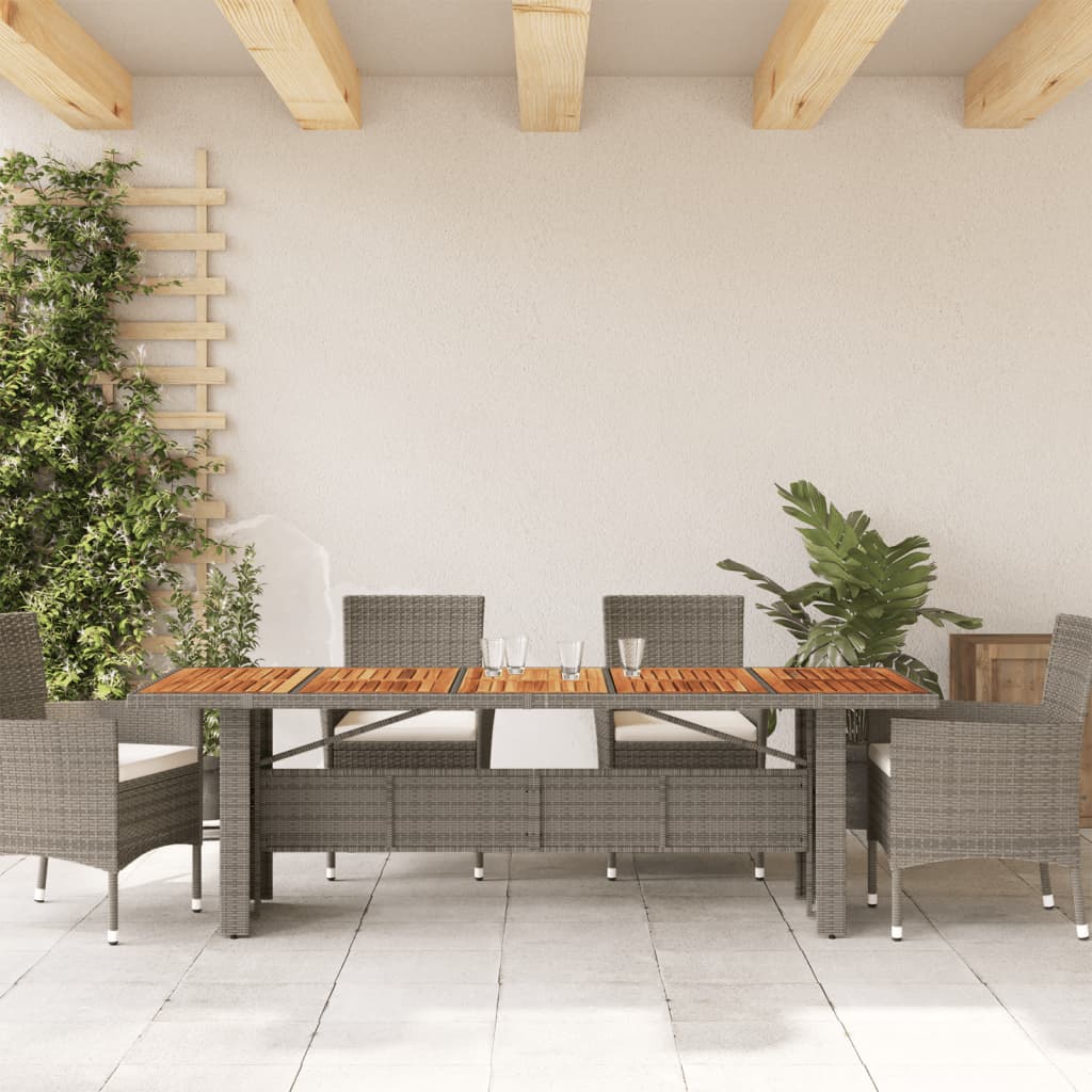 Tuintafel met glazen blad 240x90x75 cm poly rattan