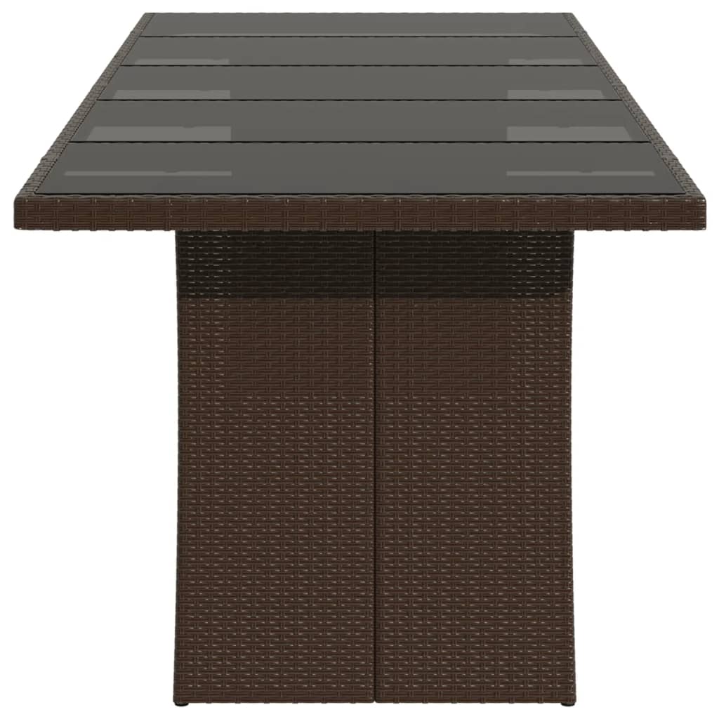 Tuintafel met glazen blad 240x90x75 cm poly rattan