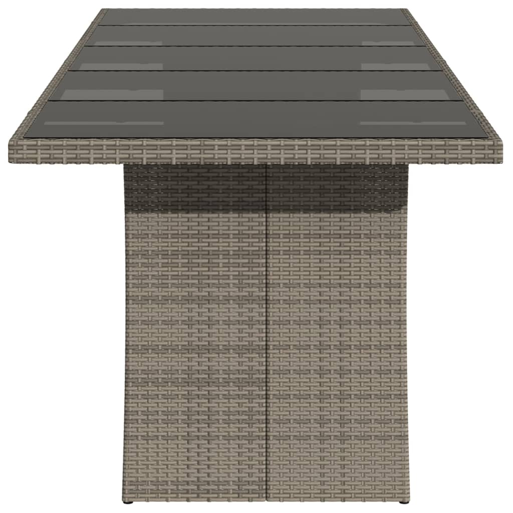 Tuintafel met glazen blad 240x90x75 cm poly rattan