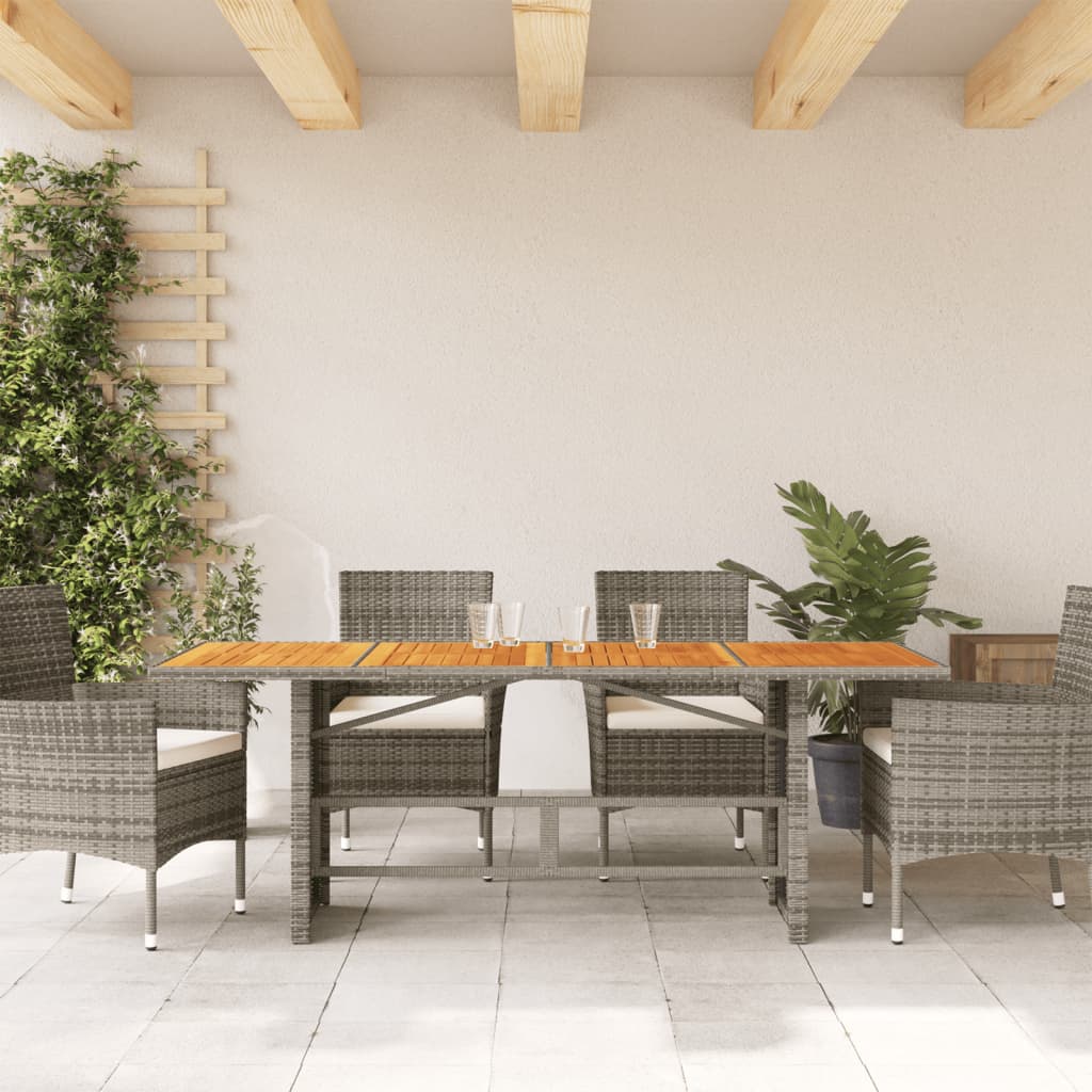 Tuintafel met glazen blad 190x80x75 cm poly rattan