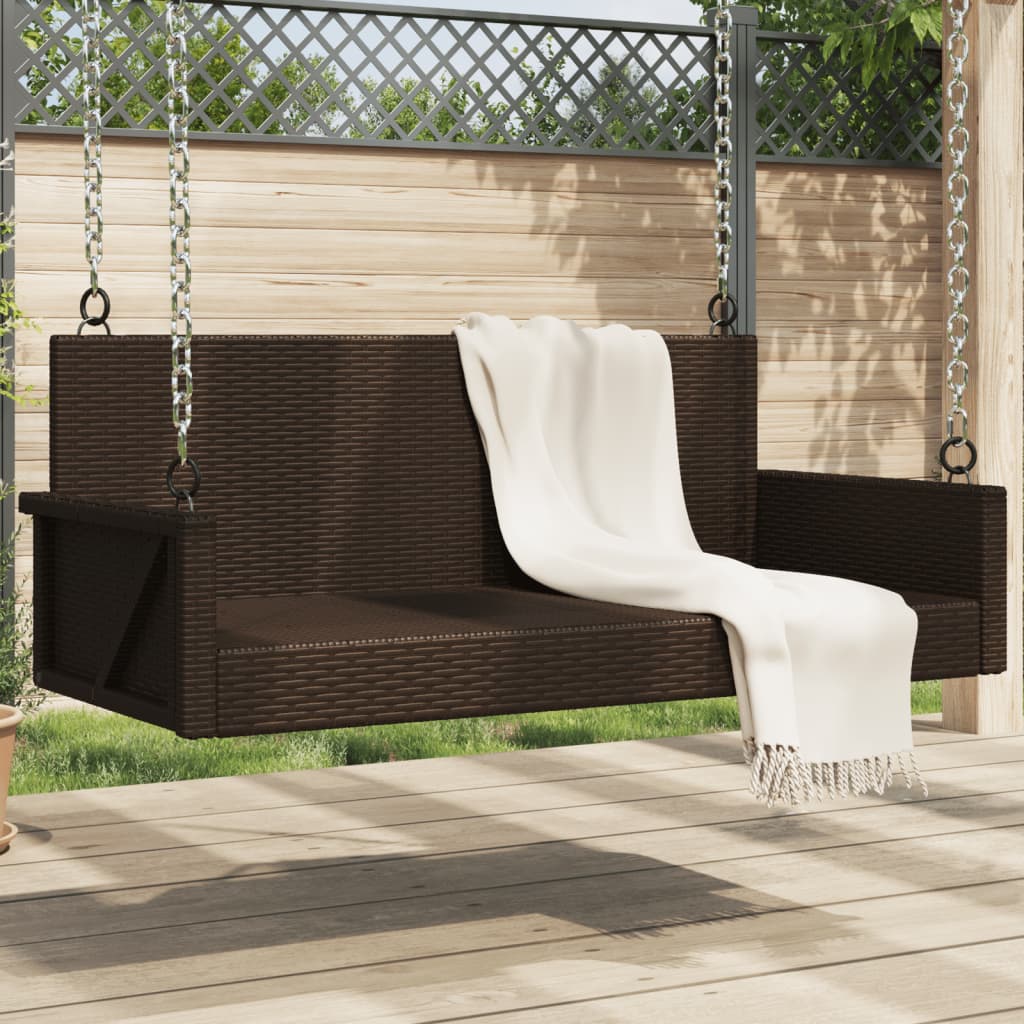 Schommelbank met kussens 119x56x48 cm poly rattan