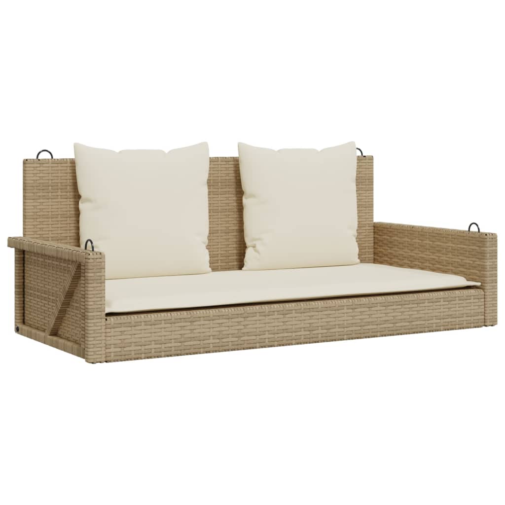 Schommelbank met kussens 119x56x48 cm poly rattan