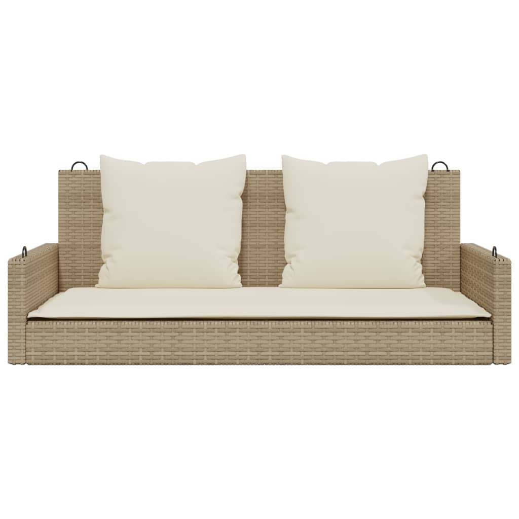 Schommelbank met kussens 119x56x48 cm poly rattan