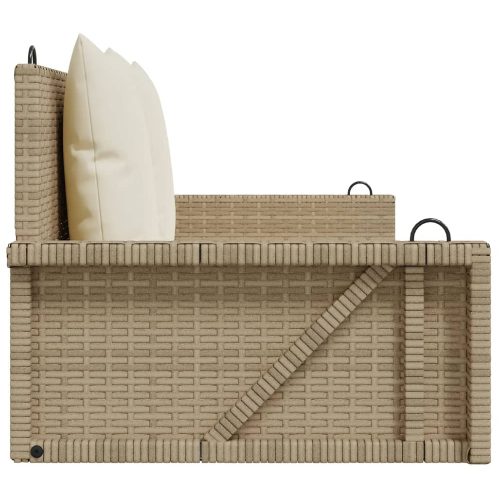 Schommelbank met kussens 119x56x48 cm poly rattan