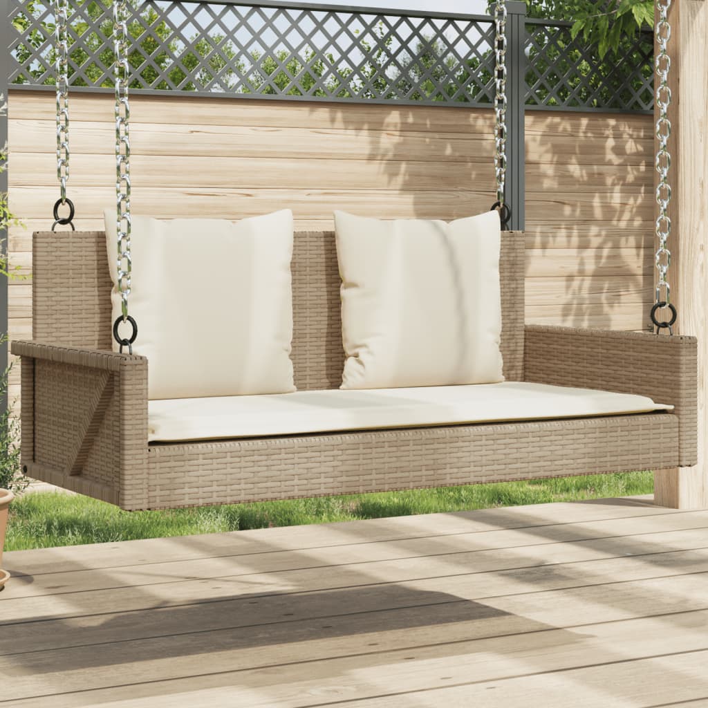 Schommelbank met kussens 119x56x48 cm poly rattan