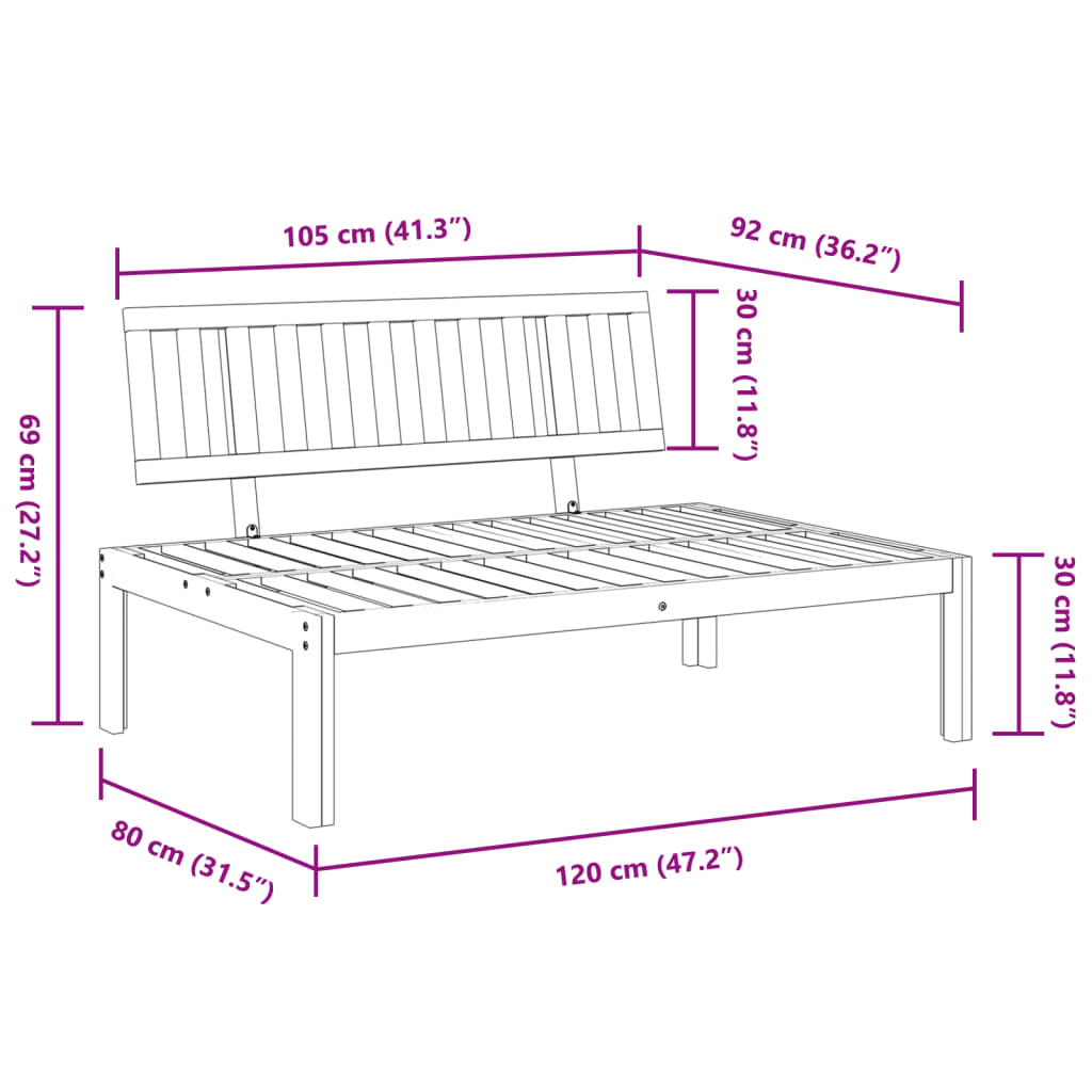 Tuintafel 100x60x30 cm massief acaciahout