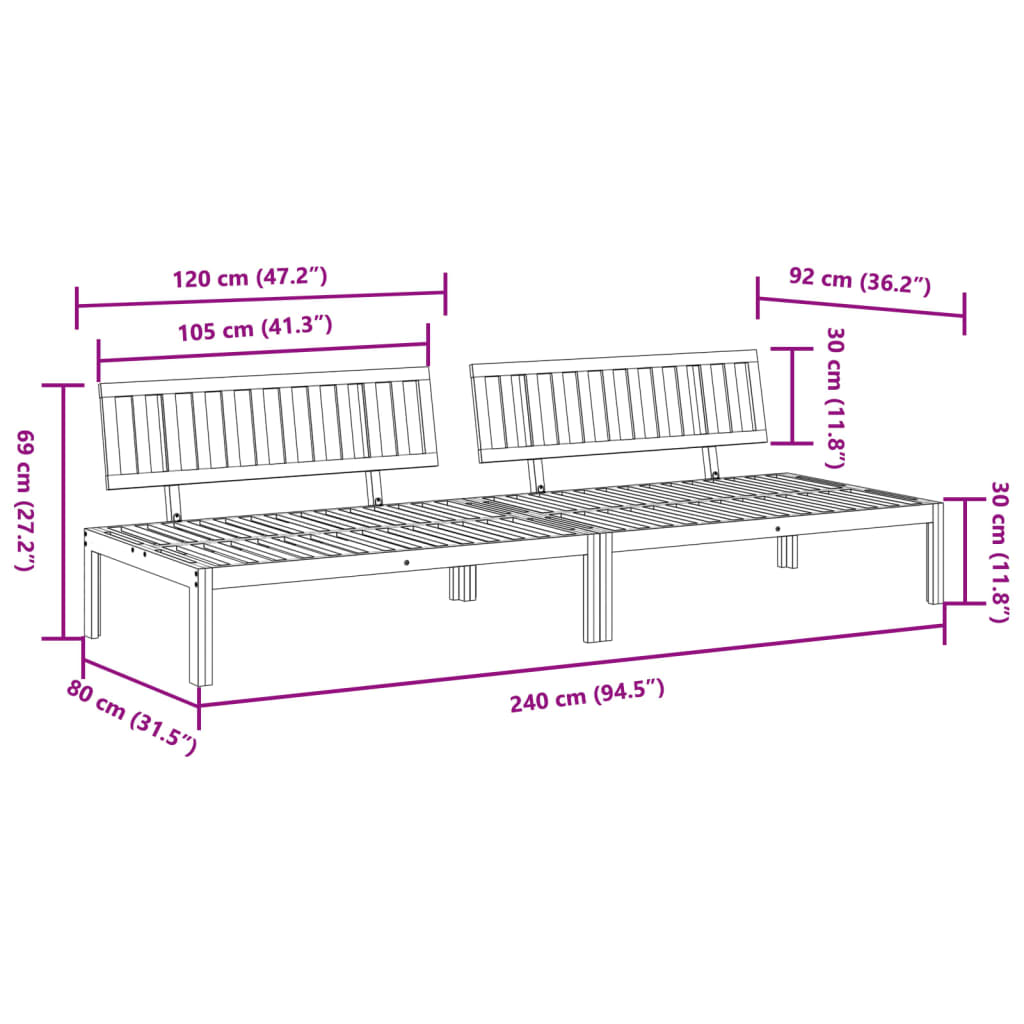 Tuintafel 100x60x30 cm massief acaciahout