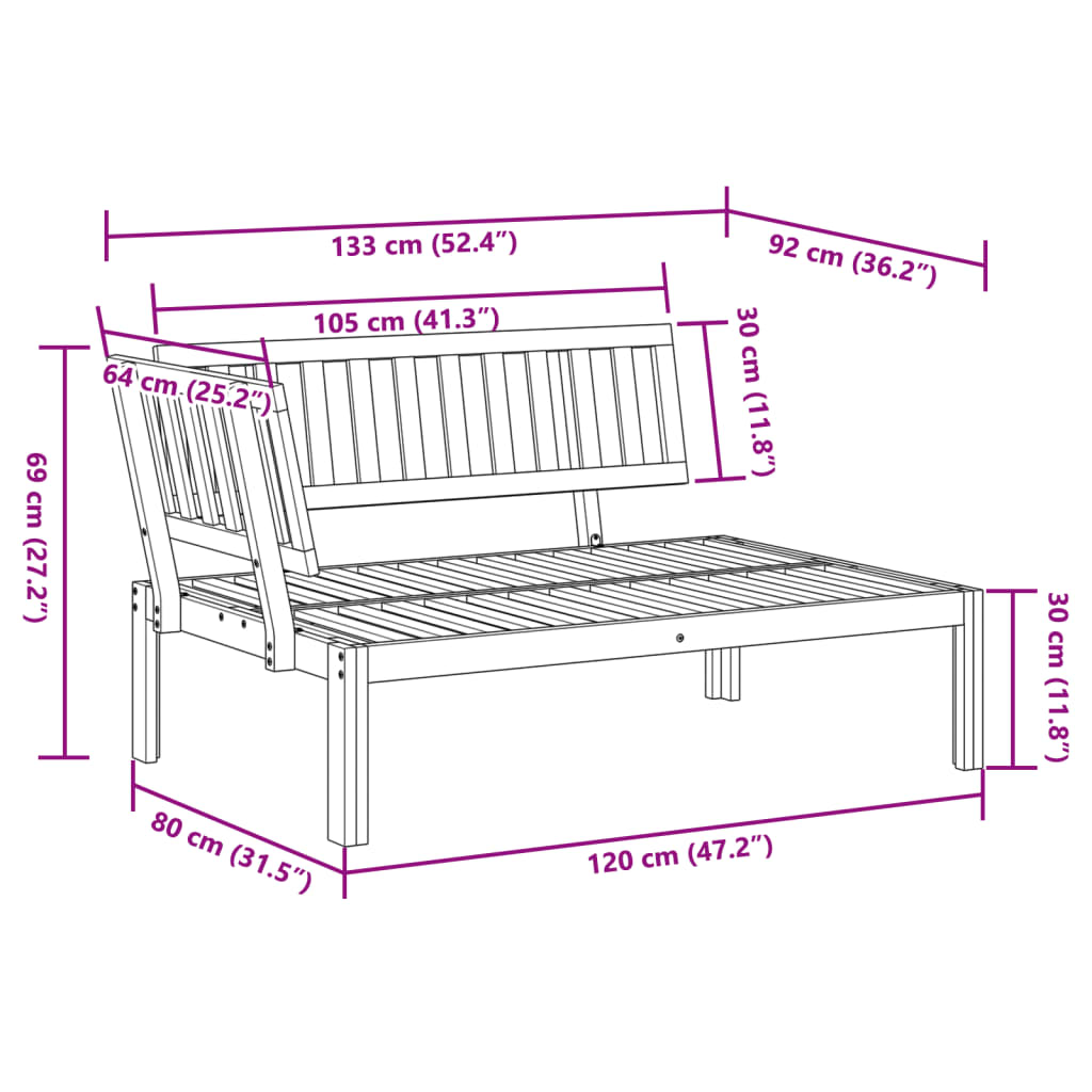 Tuintafel 100x60x30 cm massief acaciahout