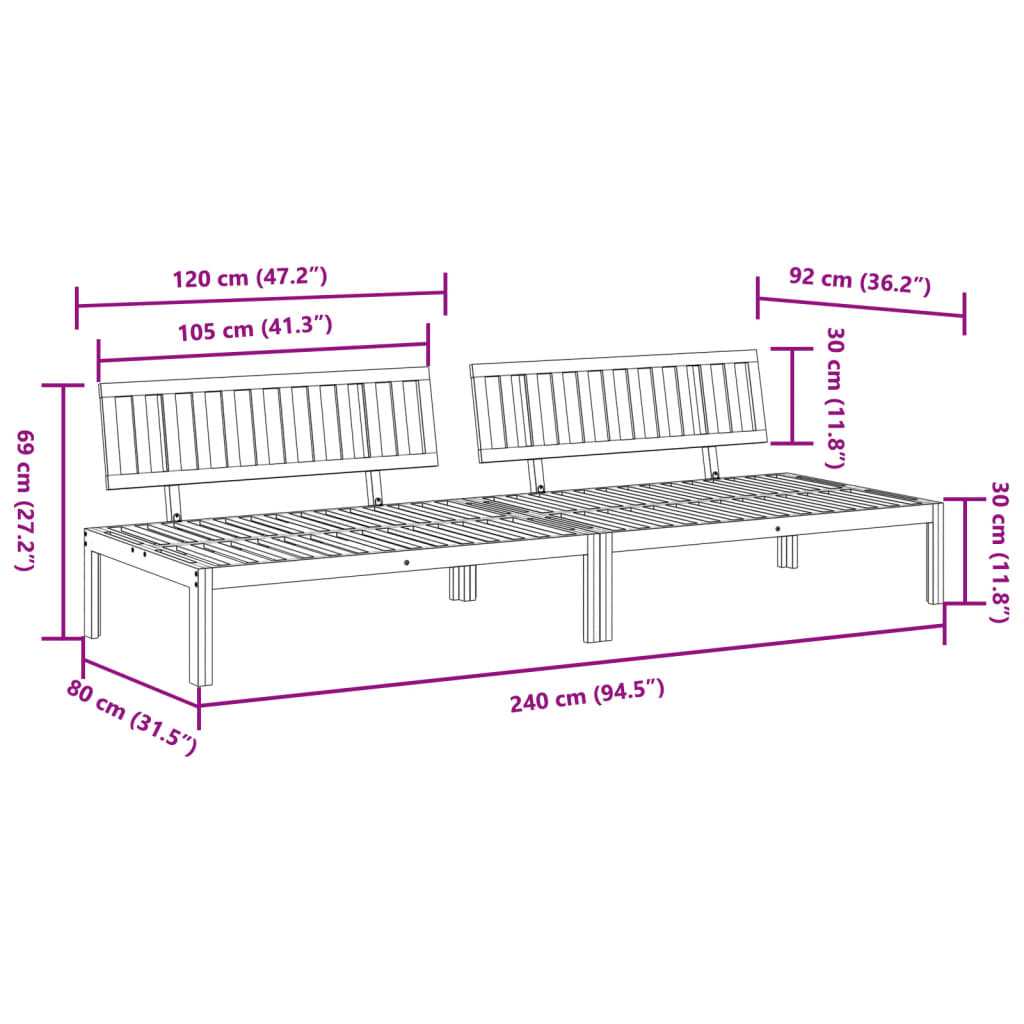 Tuintafel 100x60x30 cm massief acaciahout