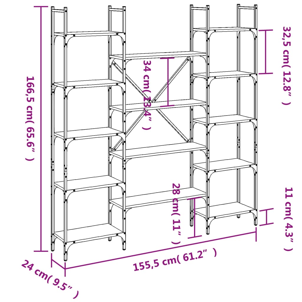 Boekenkast 155,5x24x166,5 cm bewerkt hout