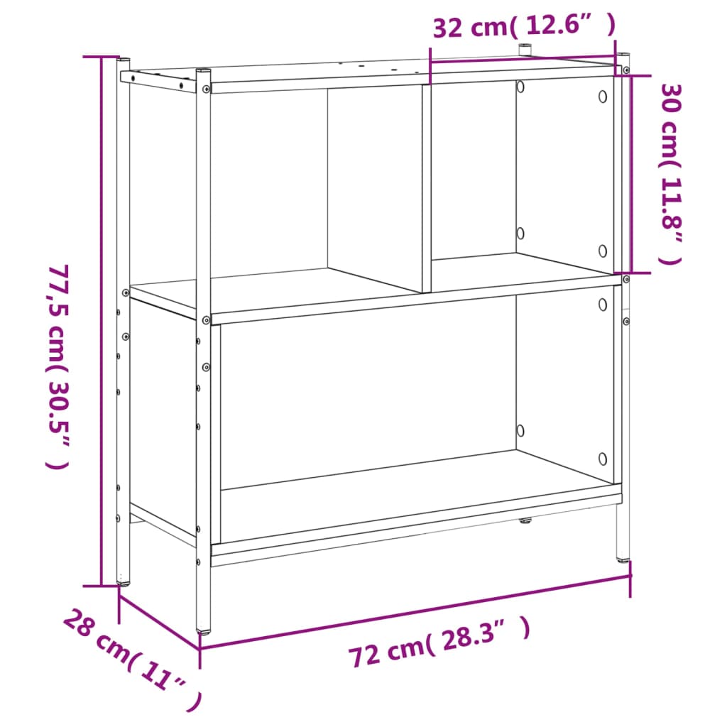 Boekenkast 72x28x109 cm bewerkt hout