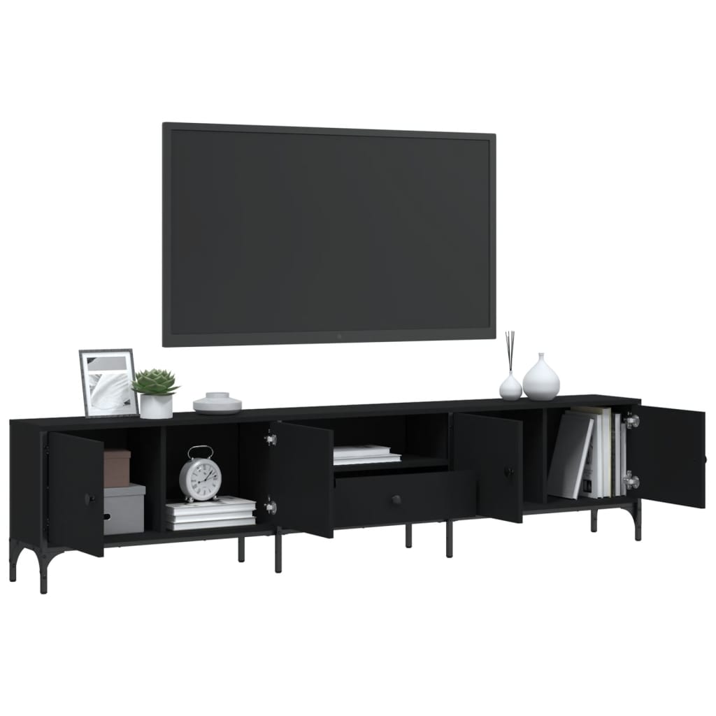 Tv-meubel met lade 200x25x44 cm bewerkt hout artisanaal eiken