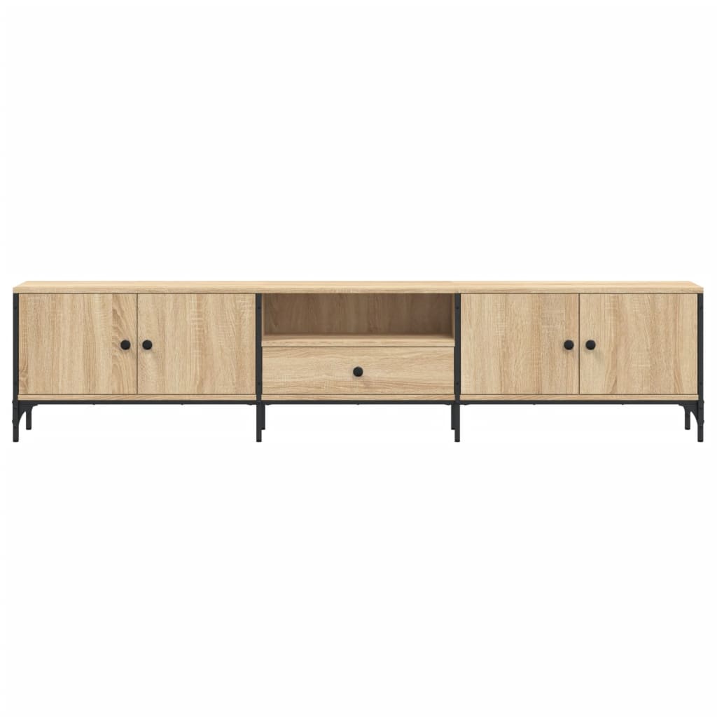 Tv-meubel met lade 200x25x44 cm bewerkt hout eikenkleur