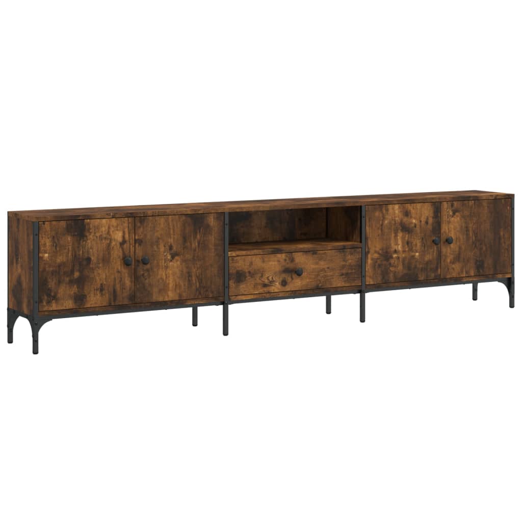 Tv-meubel met lade 200x25x44 cm bewerkt hout eikenkleur