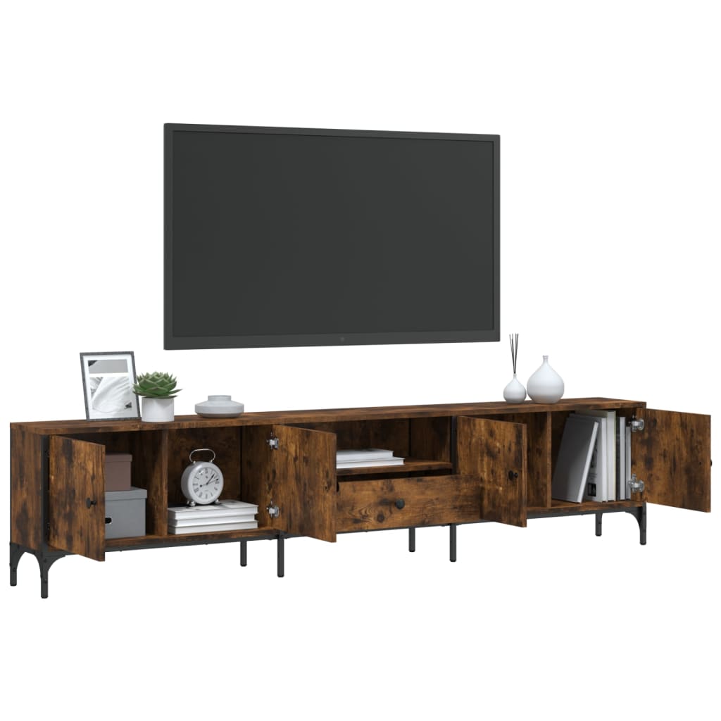 Tv-meubel met lade 200x25x44 cm bewerkt hout eikenkleur