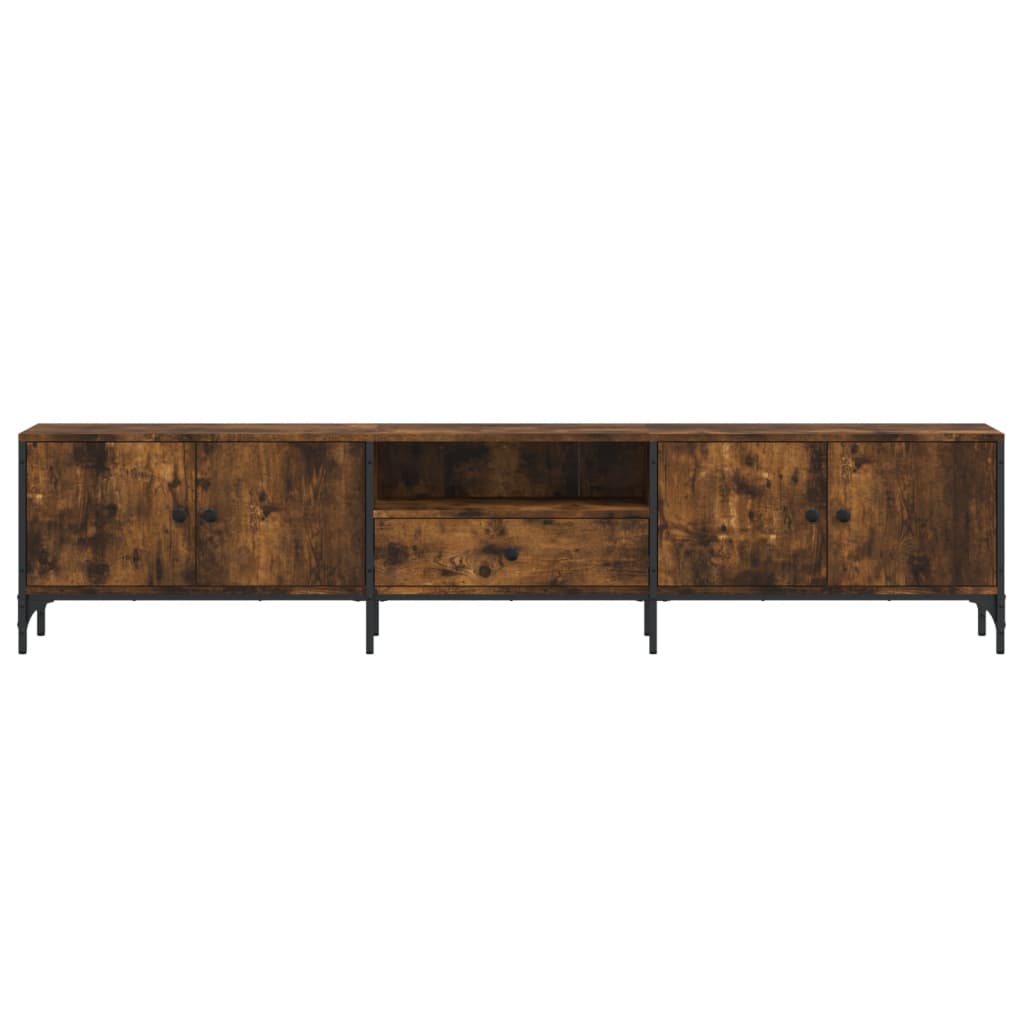 Tv-meubel met lade 200x25x44 cm bewerkt hout artisanaal eiken