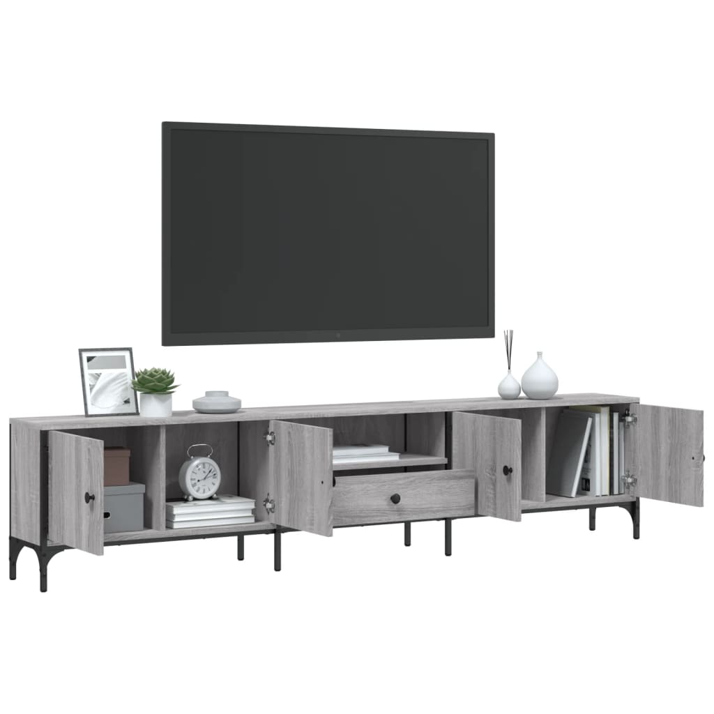 Tv-meubel met lade 200x25x44 cm bewerkt hout eikenkleur