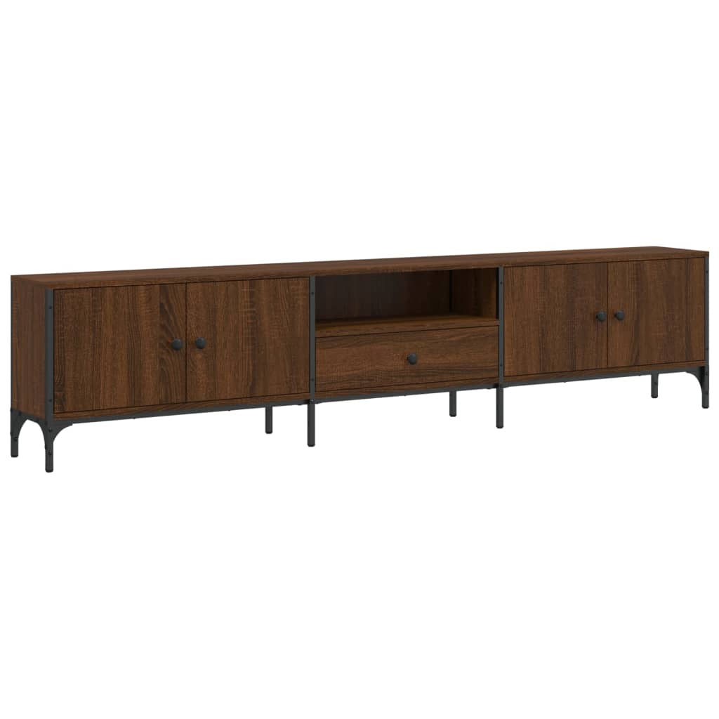 Tv-meubel met lade 200x25x44 cm bewerkt hout bruin eikenkleur