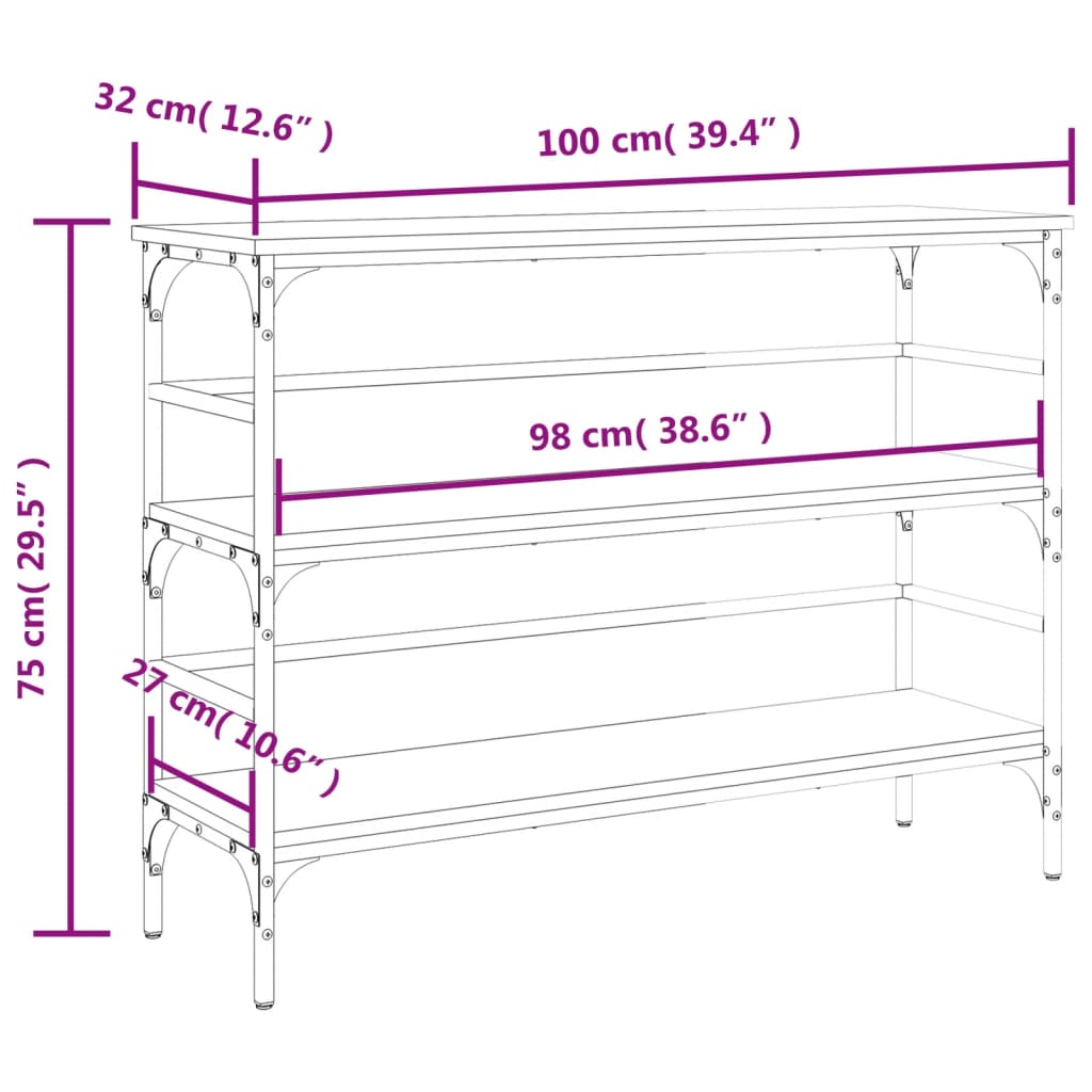 Wandtafel 100x32x75 cm bewerkt hout