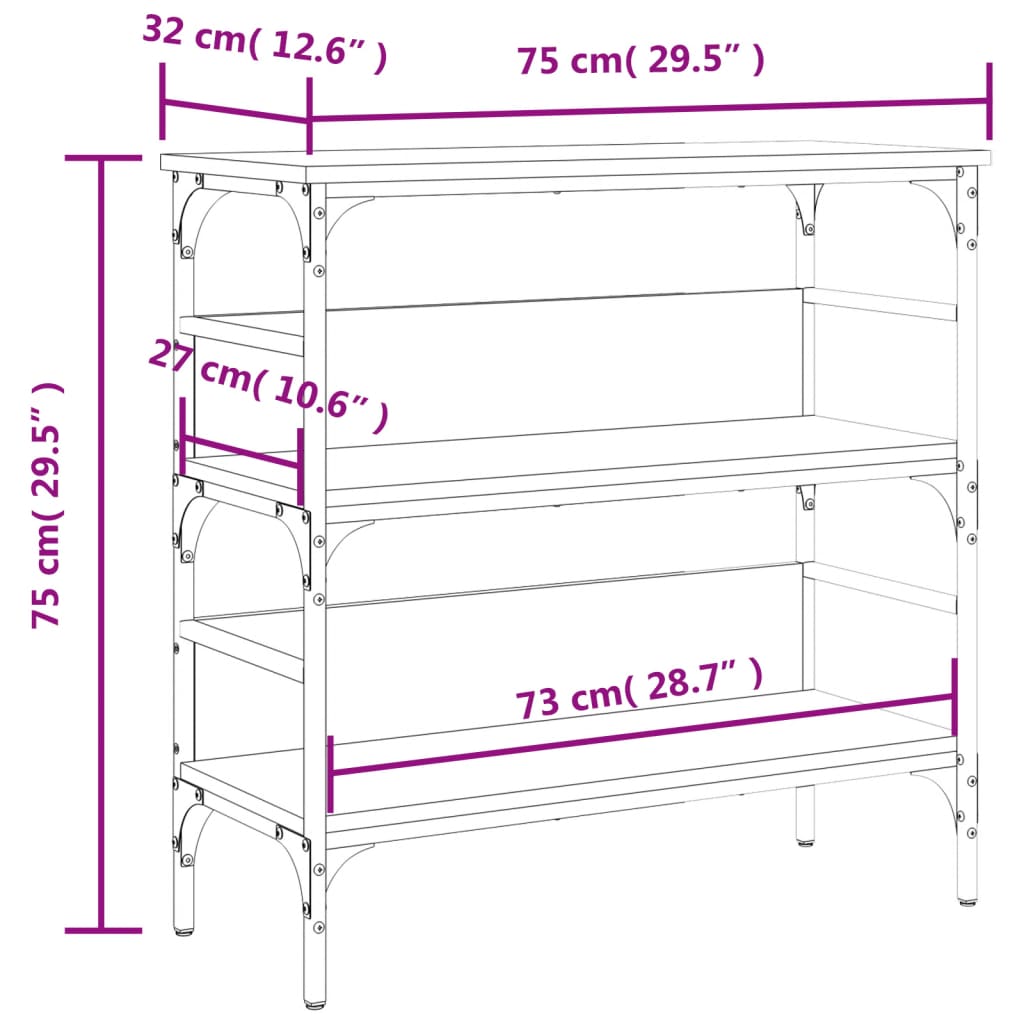 Wandtafel 100x32x75 cm bewerkt hout eikenkleurig