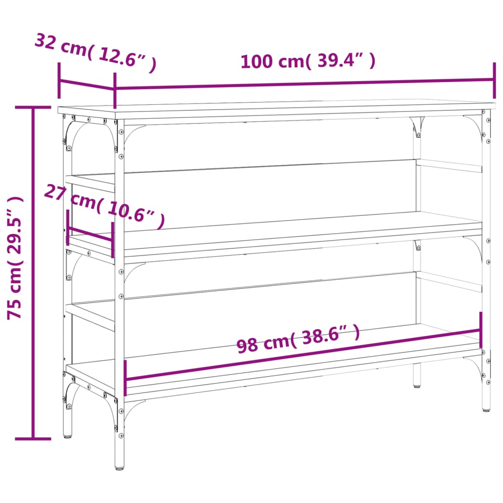 Wandtafel 100x32x75 cm bewerkt hout eikenkleurig