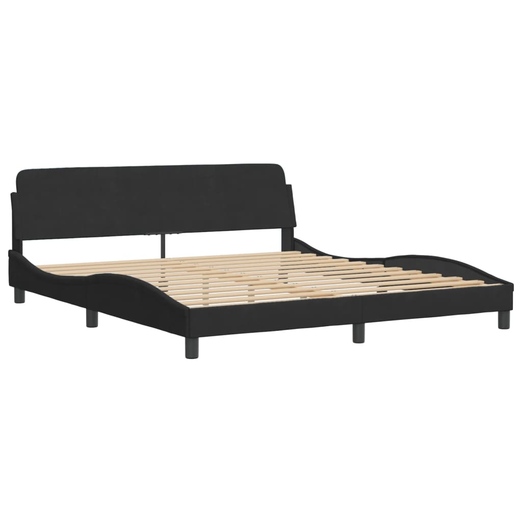 Bedframe met hoofdeinde fluweel zwart 180x200 cm