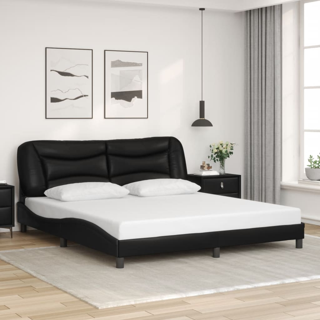 Bedframe met hoofdbord kunstleer 90x190 cm