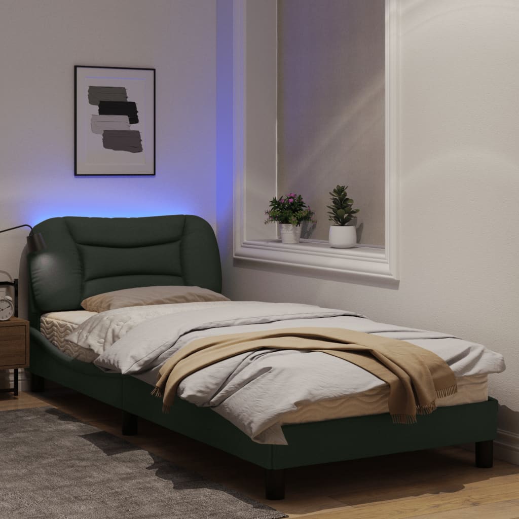 Bedframe met LED-verlichting stof 90x190 cm