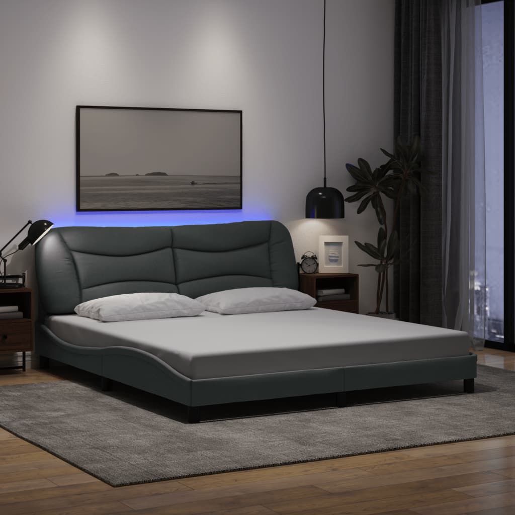 Bedframe met LED-verlichting stof 90x190 cm