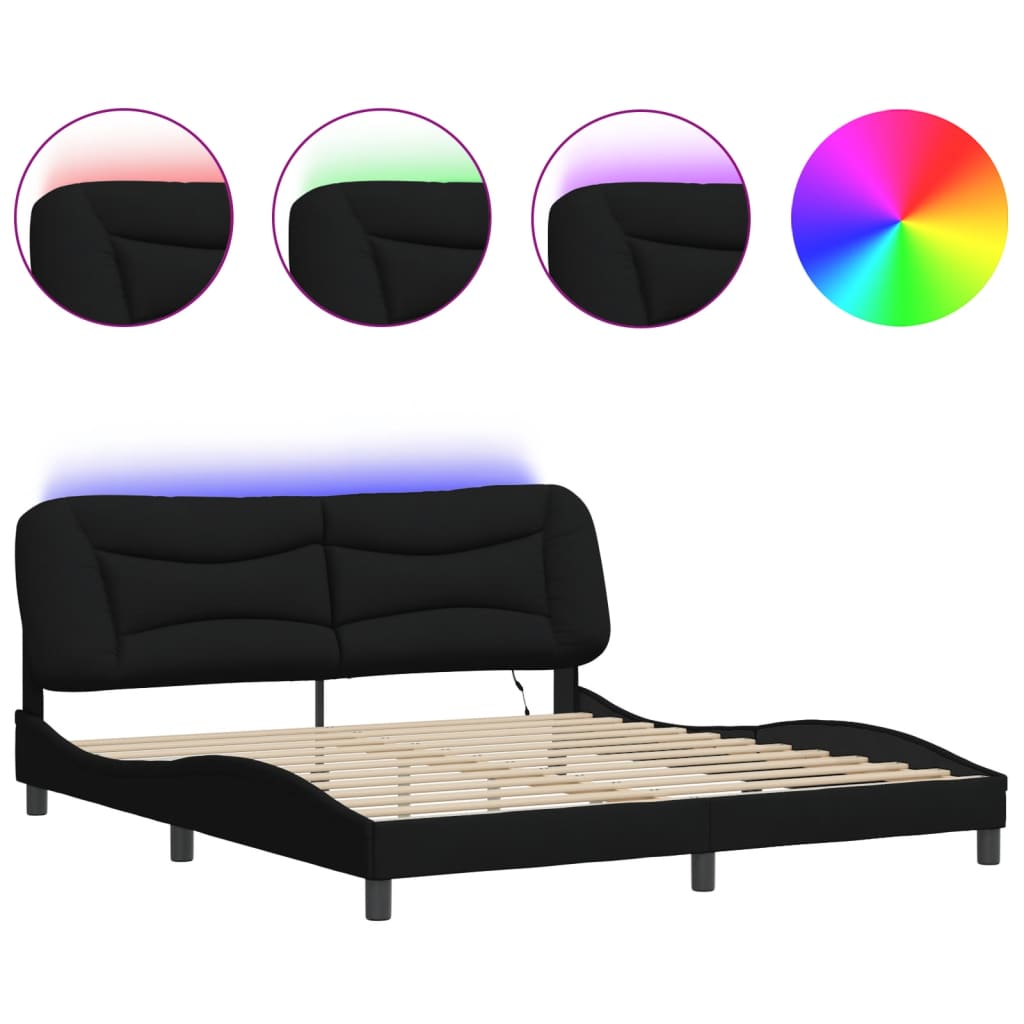 Bedframe met LED-verlichting stof 90x190 cm