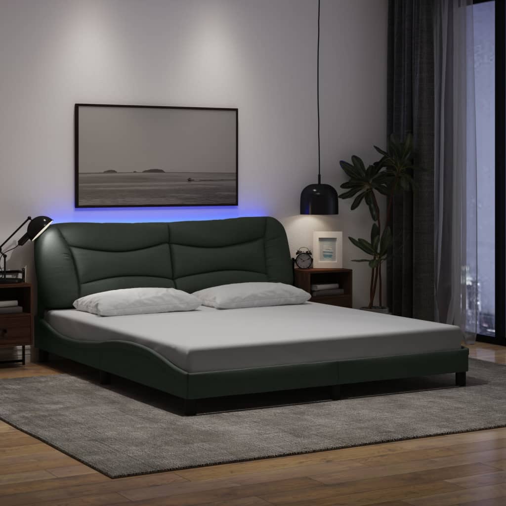 Bedframe met LED-verlichting stof 90x190 cm