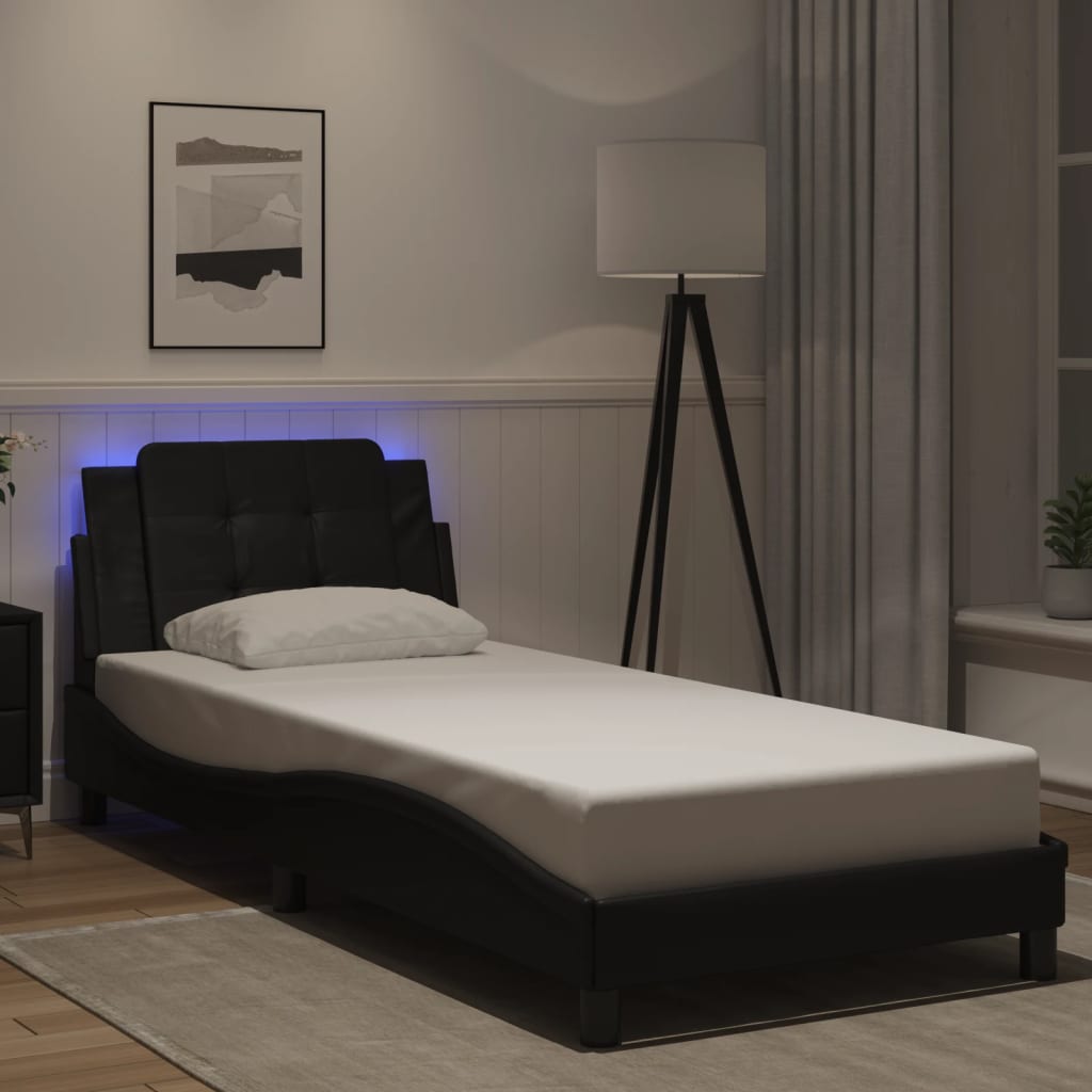 Bedframe met LED-verlichting kunstleer 90x190 cm