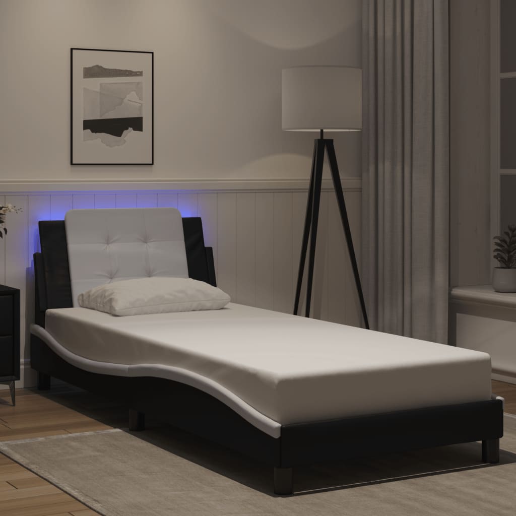 Bedframe met LED-verlichting kunstleer 90x190 cm