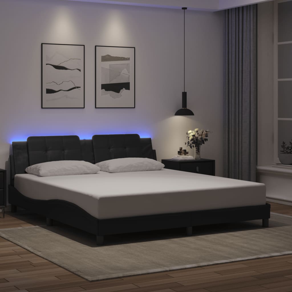 Bedframe met LED-verlichting kunstleer 90x190 cm