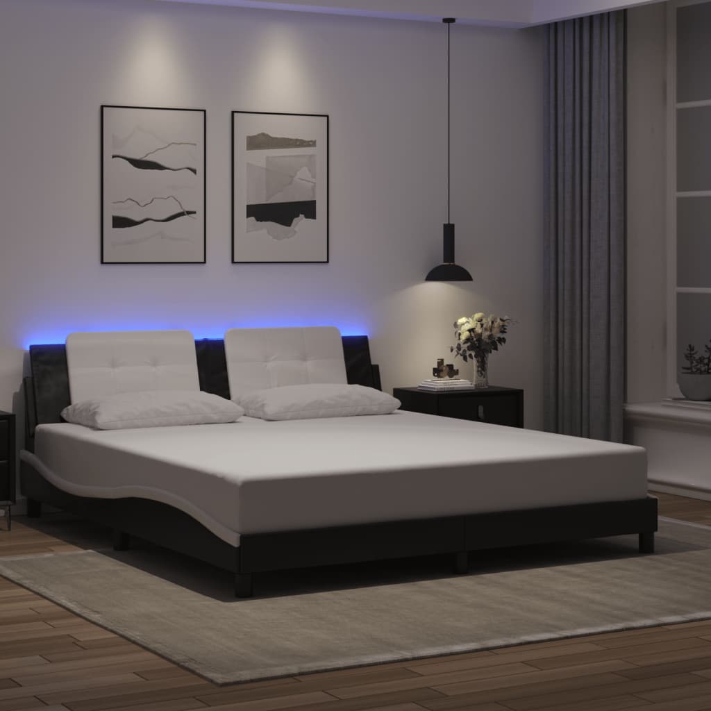 Bedframe met LED-verlichting kunstleer 90x190 cm