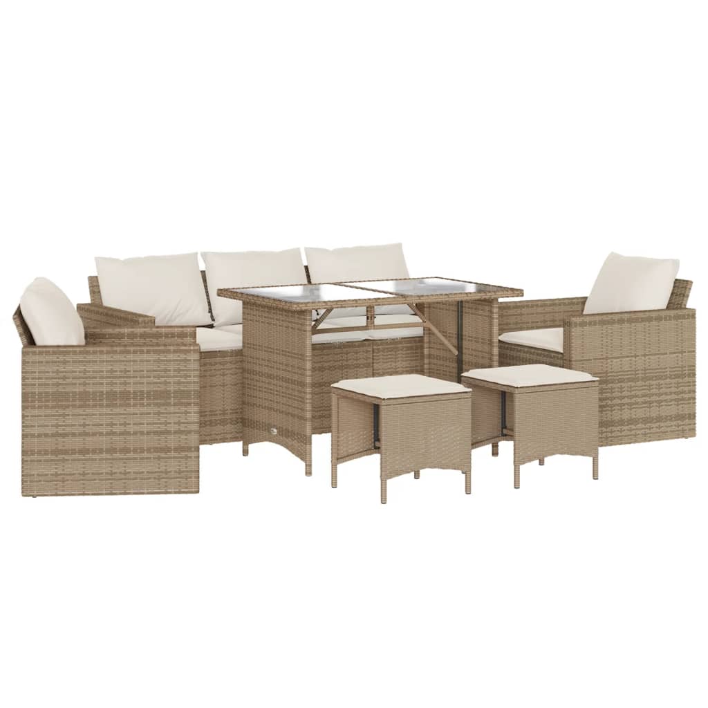 6-delige Loungeset met kussens poly rattan