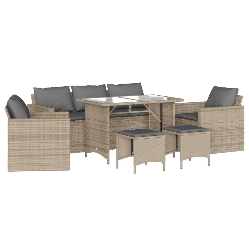 6-delige Loungeset met kussens poly rattan