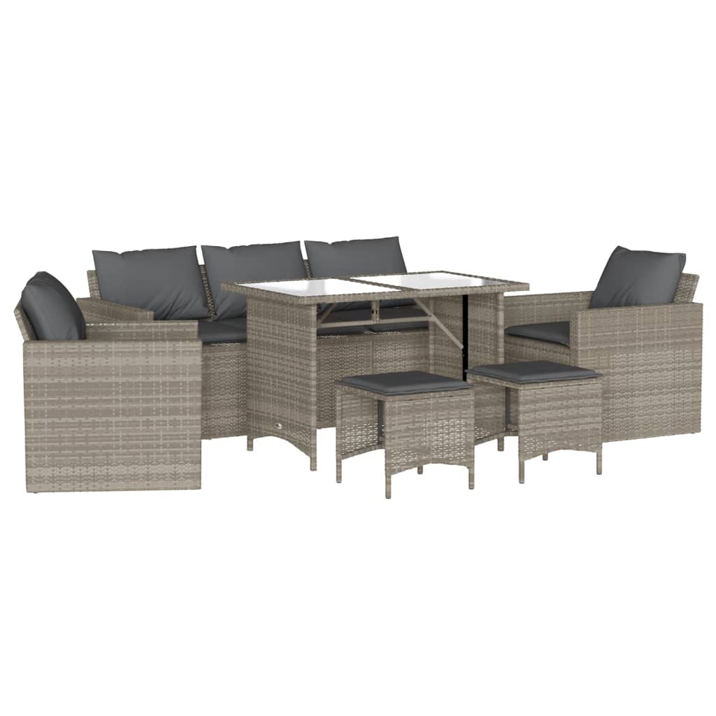 6-delige Loungeset met kussens poly rattan