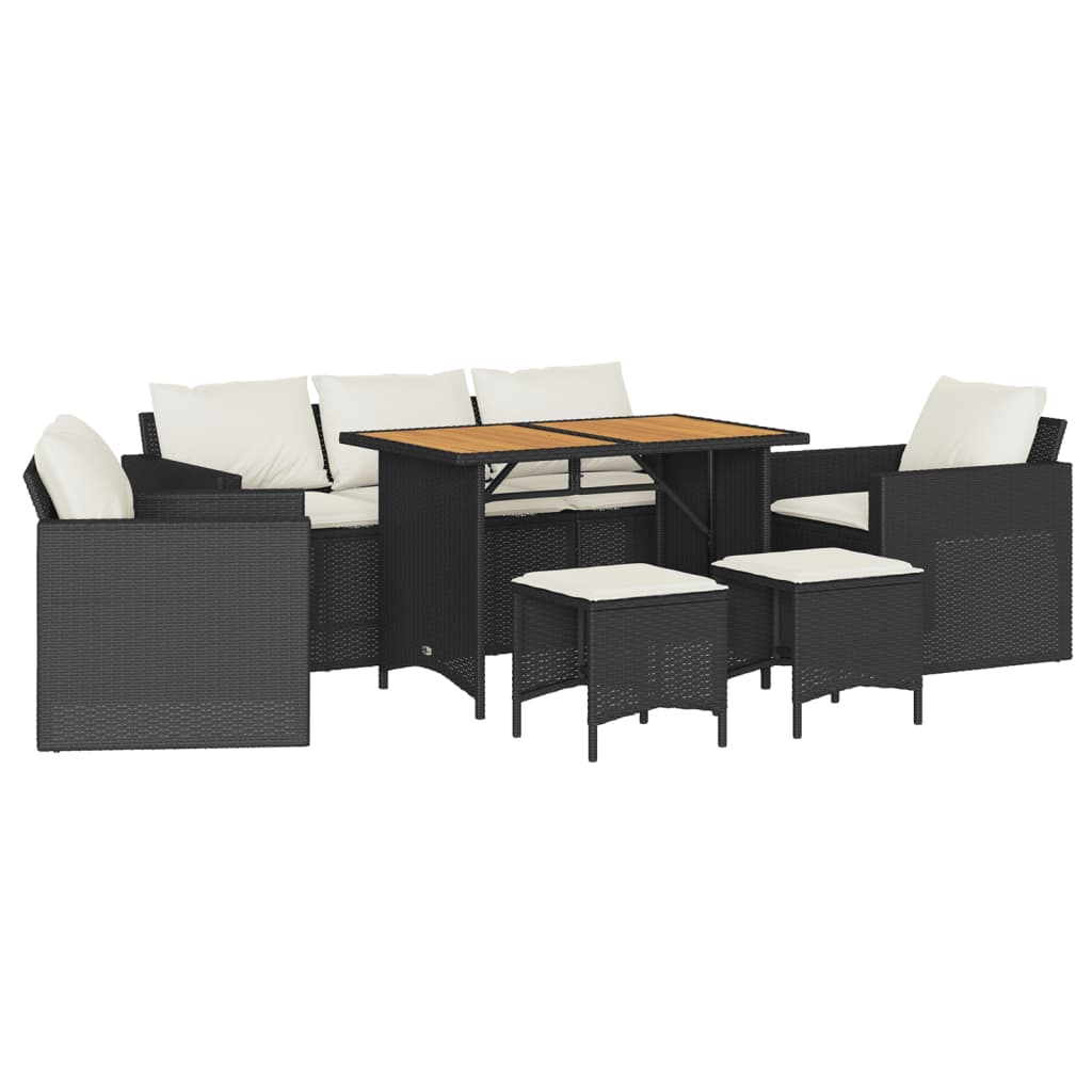 6-delige Loungeset met kussens poly rattan