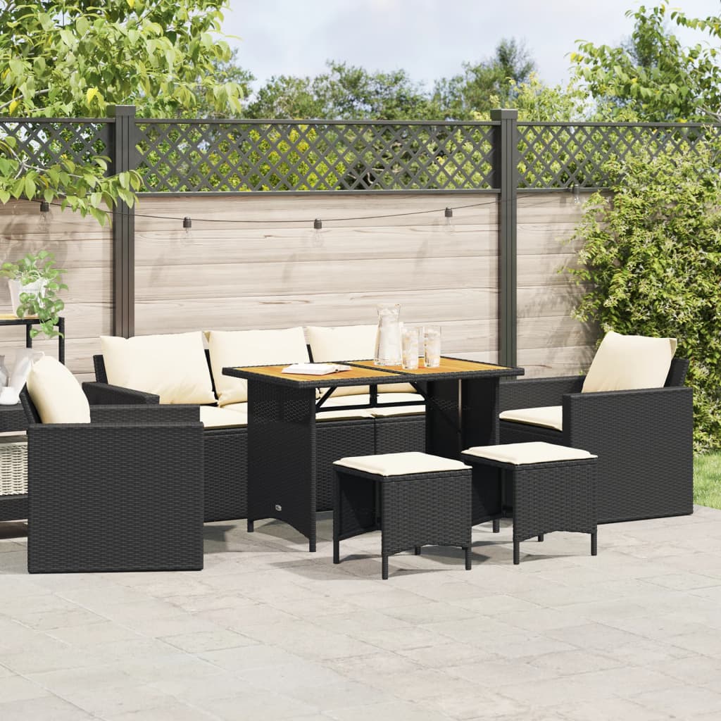 6-delige Loungeset met kussens poly rattan