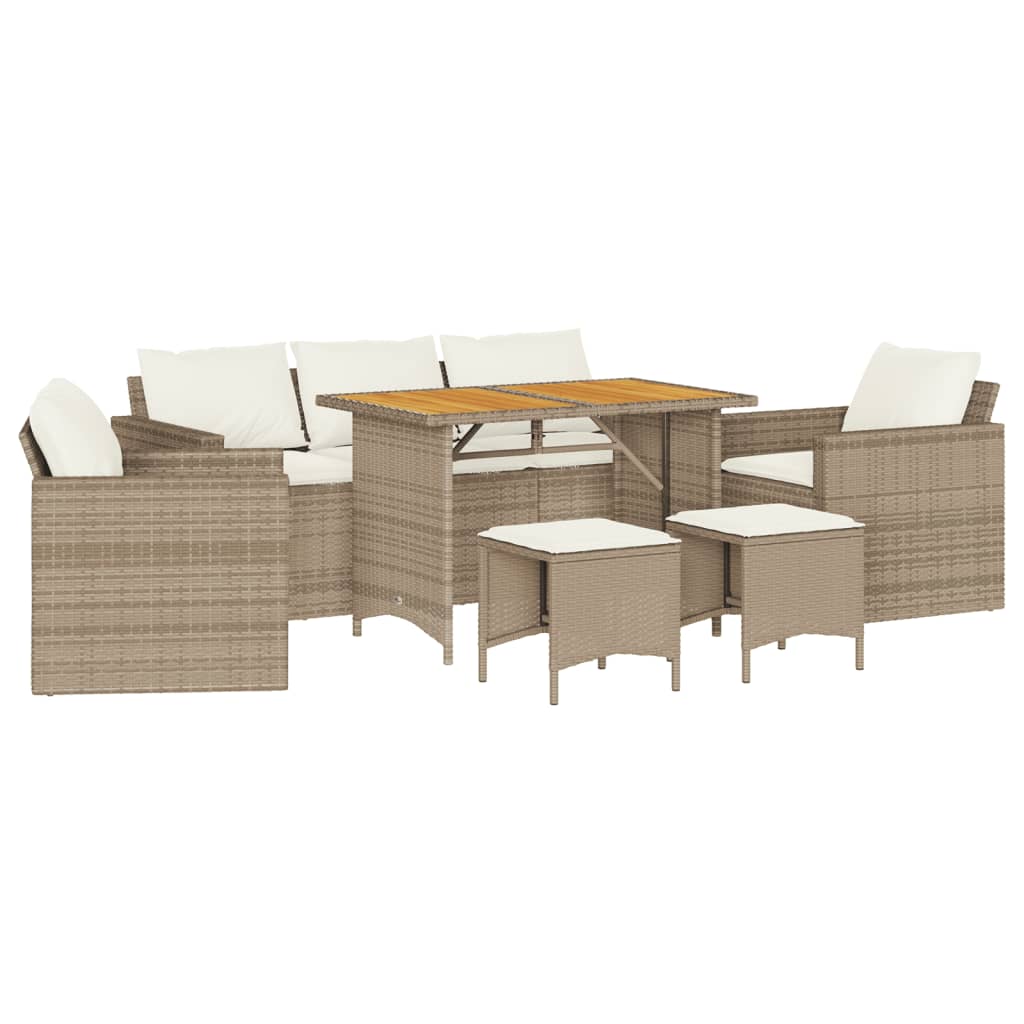 6-delige Loungeset met kussens poly rattan